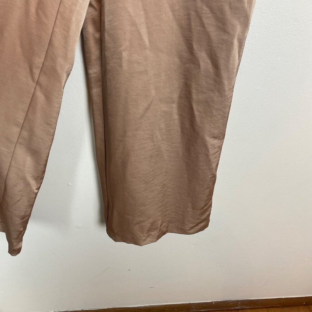 House of Harlow 1960 Women's S Tan Brown Satin High Rise Wide Leg Trouser Pants - Picture 3 of 8